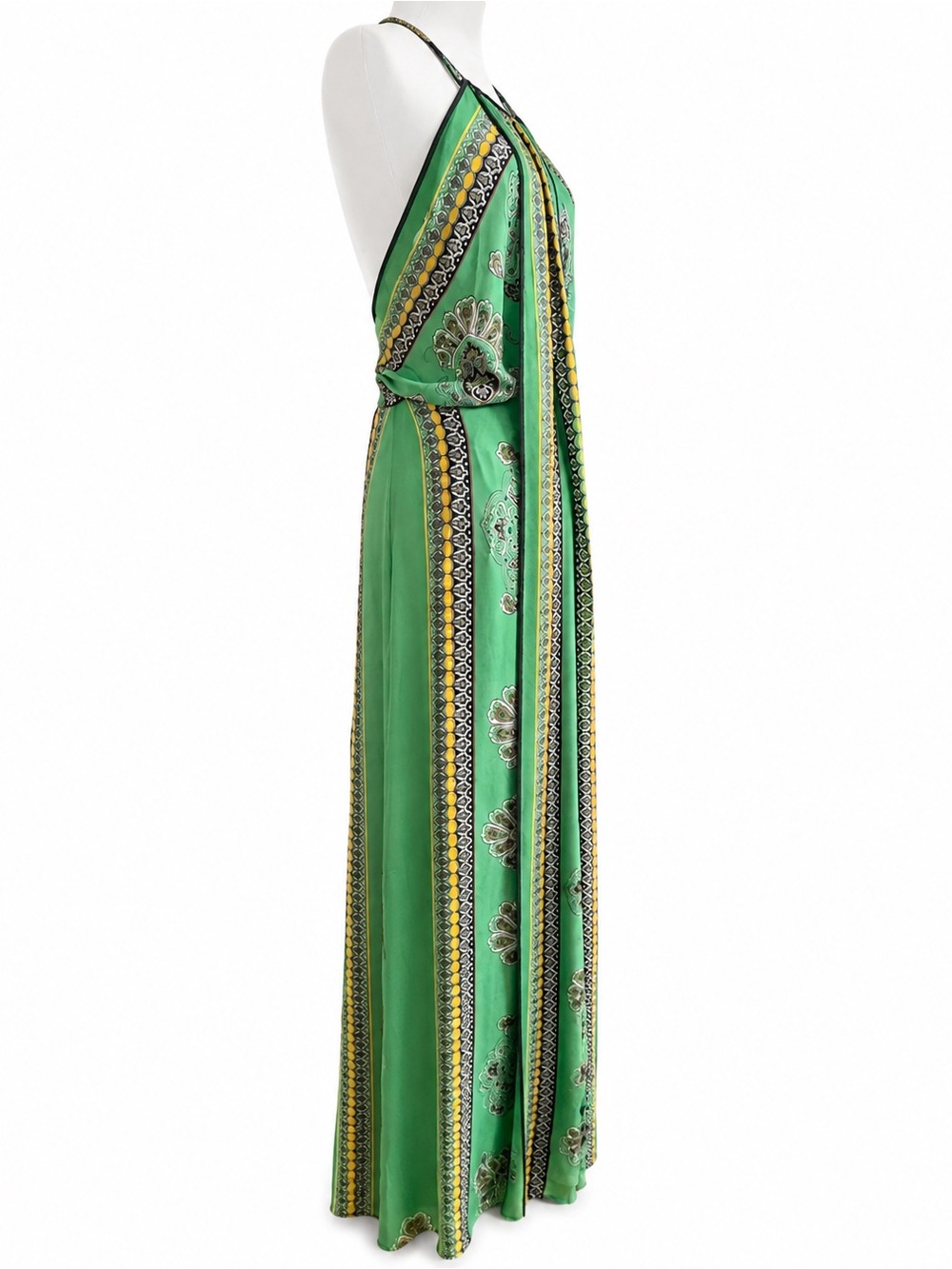 BCBGMAXAZRIA Arlenis green paisley halter maxi dress vibrant green 6 - Picture 4 of 13